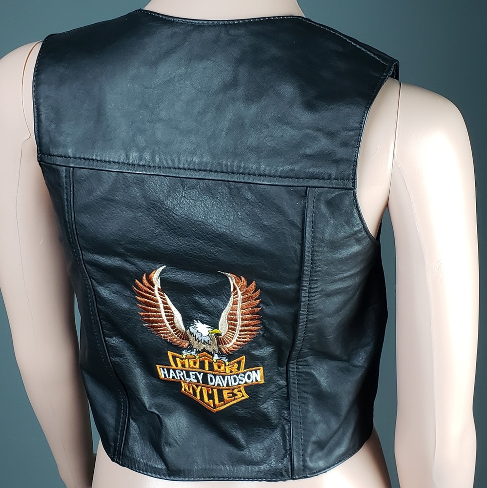 Harley Davidson black leather vest